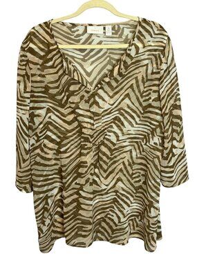 Chico's Blouse Women's XL Animal Print Zebra Lightweight‎ Sheer Coverup Chicos 3